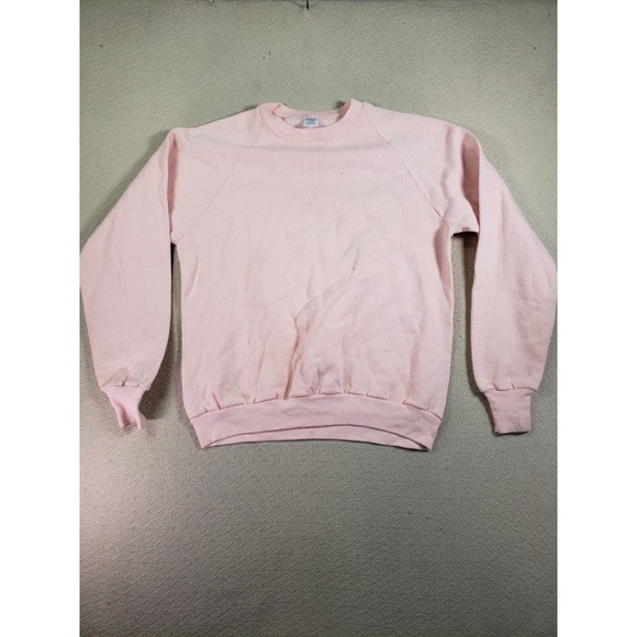 VTG Russell Sweatshirt Mens Large Pink Long‎ Sleeve Pullover Plain Jumper Casual - Picture 1 of 11